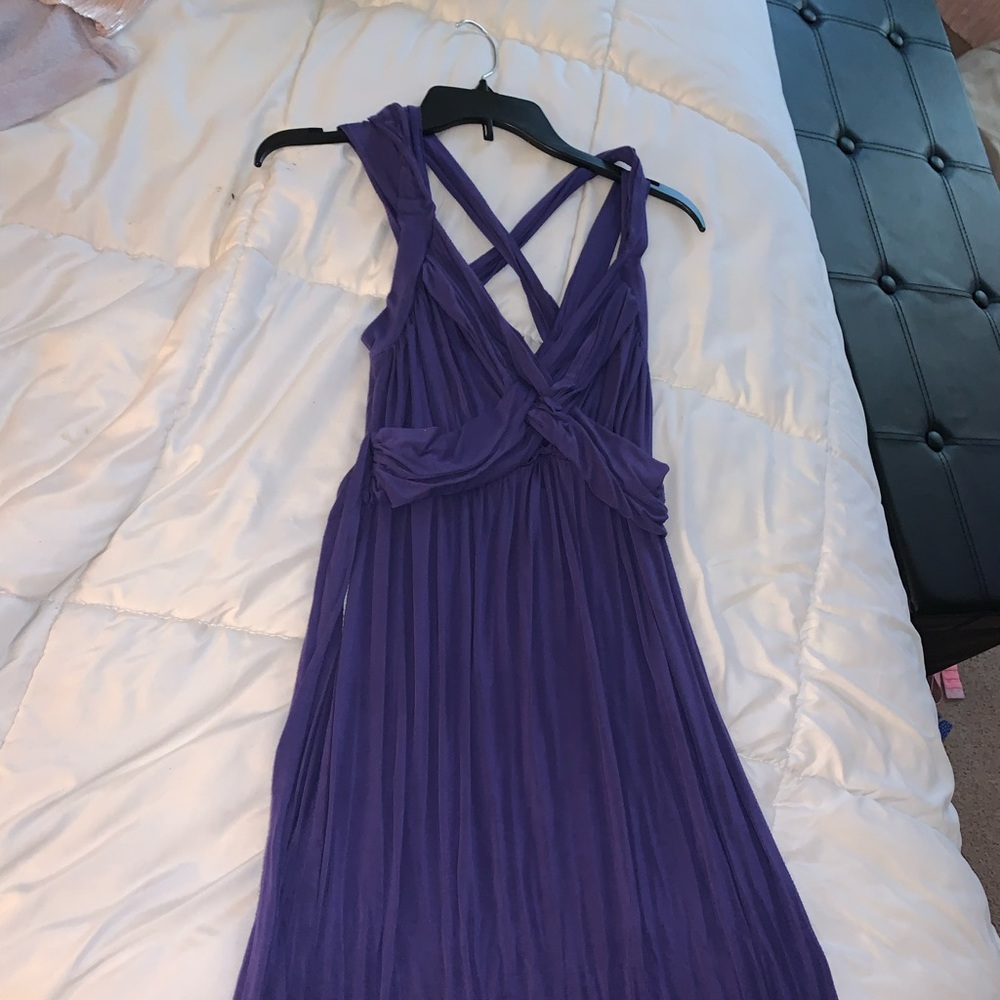 Purple long maternity dress